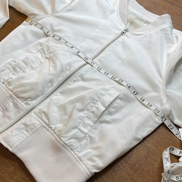 Anthropologie Hei Hei White Zip Front Bomber Jacket Size Medium - Picture 9 of 11